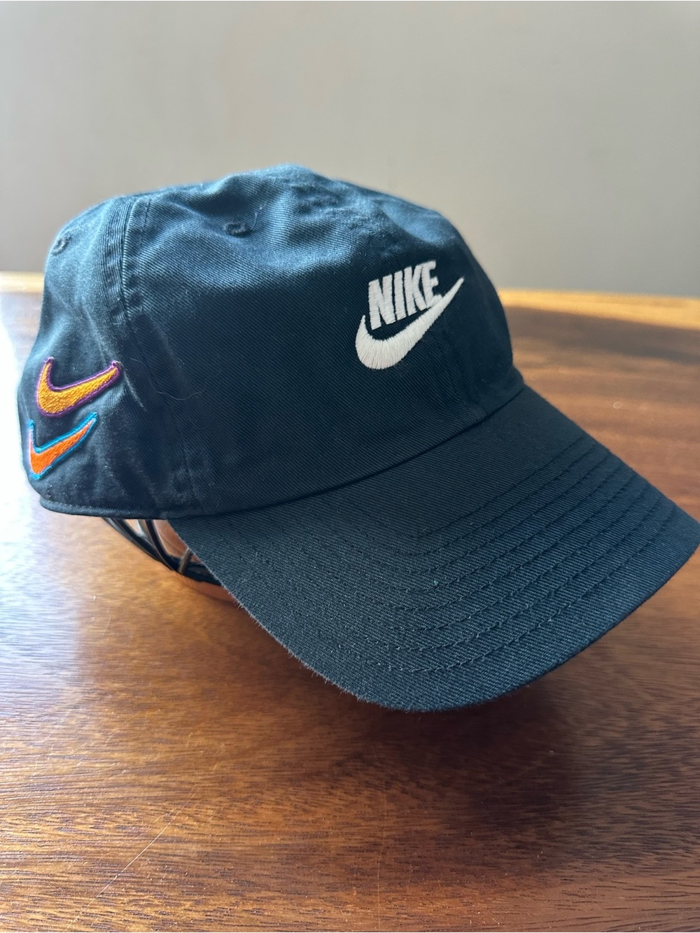 Nike Hat Mens M/L Black Club Cap Futura Heritage Double Swoosh Dad Baseball